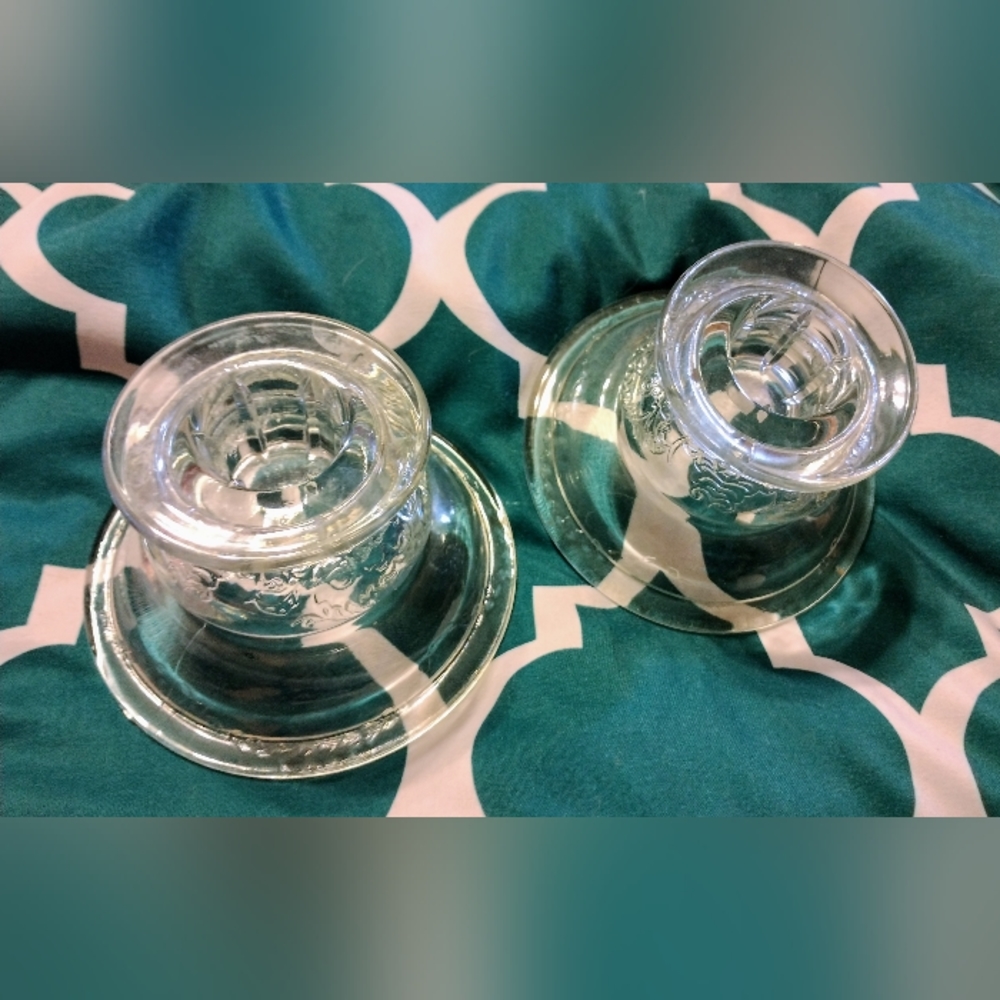 Pair of Glass Taper Candlestick Holders       2/24